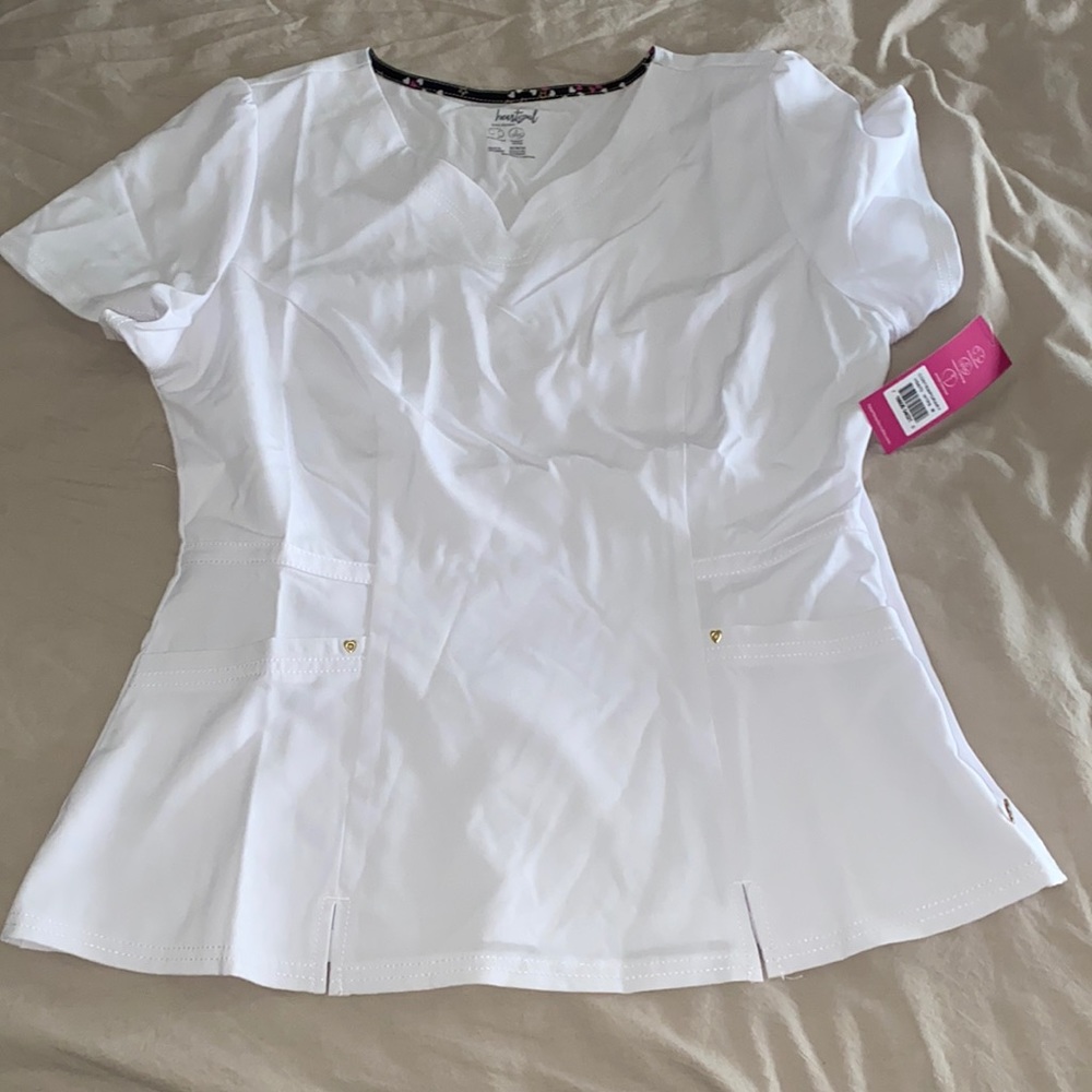 Heartsoul white scrub top